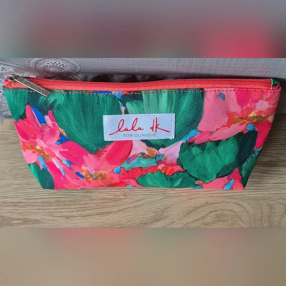 Lulu Dk+ Clinique Tropical Colorful Floral Cosmetic Pouch Makeup Bag 10"×7" - Picture 8 of 10